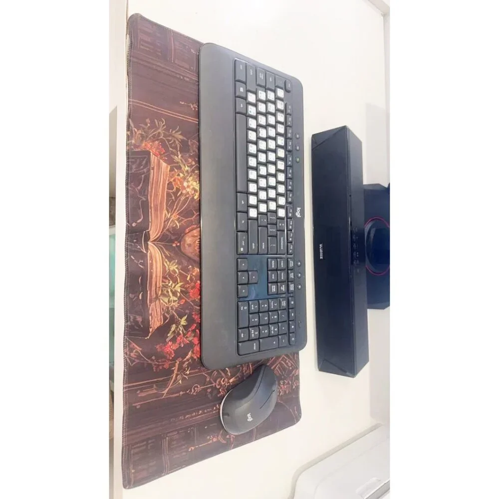 Vintage Floral Skull & Book Large Gaming Mouse Pad Anti-Slip Desk Mat for PC